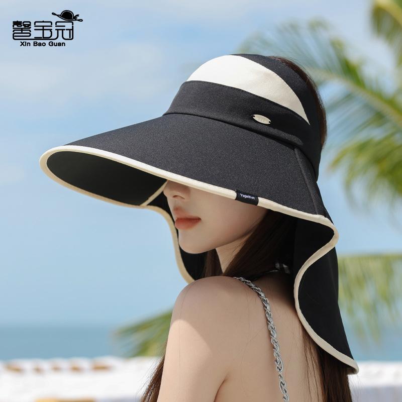 Summer Sun Hat Children Outdoor Cycling Sun Protection Hat Big Brim Shawl Neck Protection Bucket Hat Versatile Travel Empty Top Hat