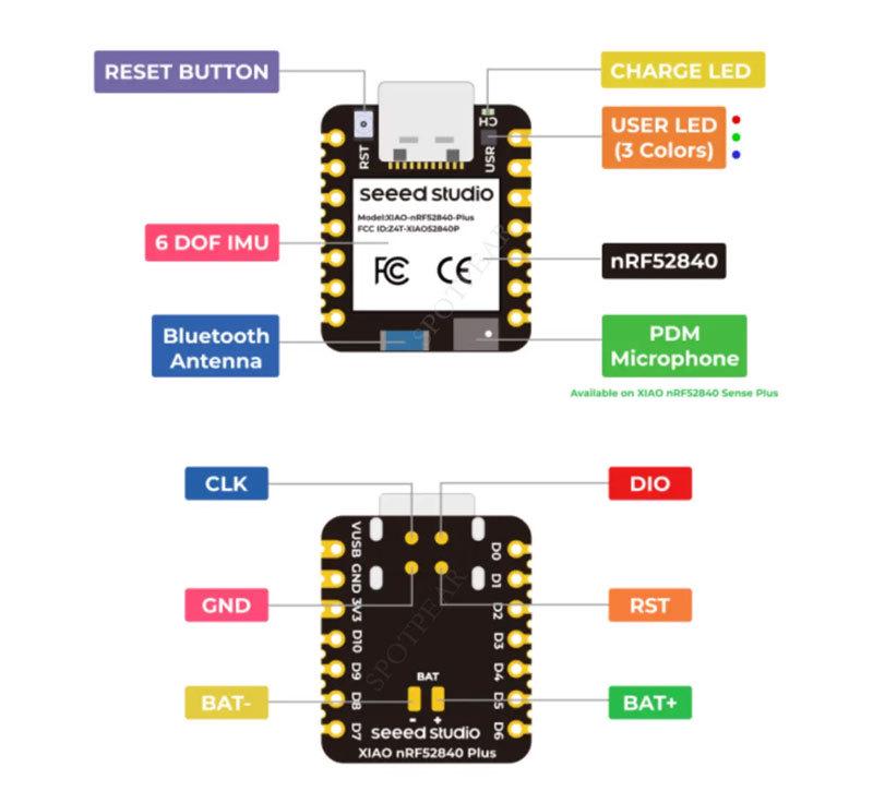 XIAO nRF52840 Plus BLE Development Board with Mic/Sensor, Arduino-Compatible