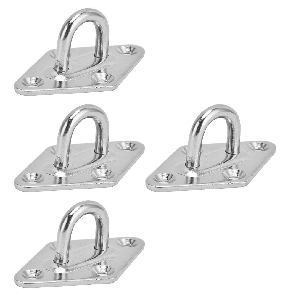 4 PCS 304 Stainless Steel Heavy Duty Hammock Hanging Kit Rhombus Includes Screw Bolts Stainless Steel Pad Eye Plate