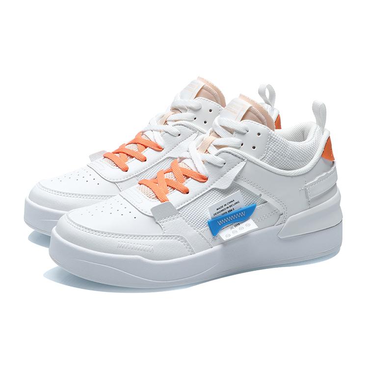 Li Ning CF New Sequence Mid Top Skateboard Shoes Women's White Orange Blue AGCR112-4