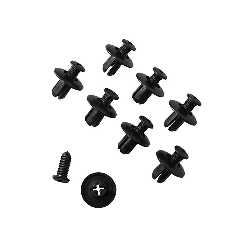 8mm Plastic Rivets Fasteners Suit for Car Bumper Fender, Black Clips Suit for Toyota, Nissan, Kia, Yamaha