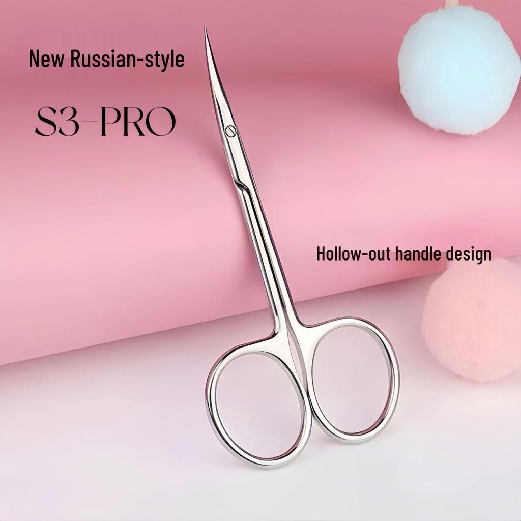 Russian S3-PRO Stainless Steel Cuticle Scissors - Professional Curved Manicure Tool & Nail Clipper Set