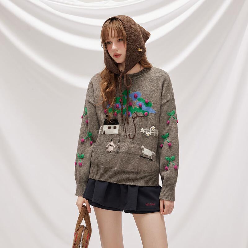 UNIFREE Korean Style Jacquard Knit Pullover Sweater
