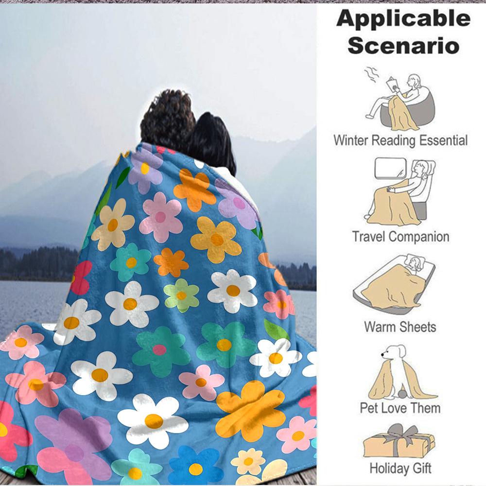 1pc Floral Pattern Blanket Warm, Cozy, And Soft, Suitable for Sofas, Beds, Cars, And Office Use.Perfect for Camping And Travel, Making It a Great Gift