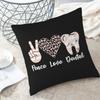 Peace Love Dental Pillow Cover, Leopard Tooth Design Cushion Case For Living Room Bedroom Home Decor Gift