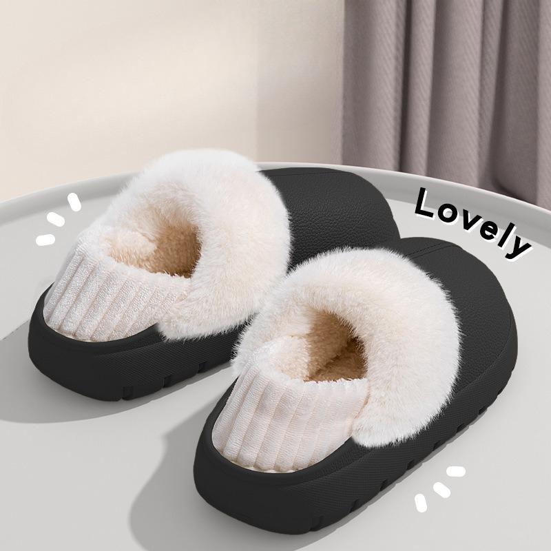 Waterproof Slippers, Anti-slip, Warm, Thick-soled Bags with Heels, and Fluffy Cotton Shoes for Outerwear