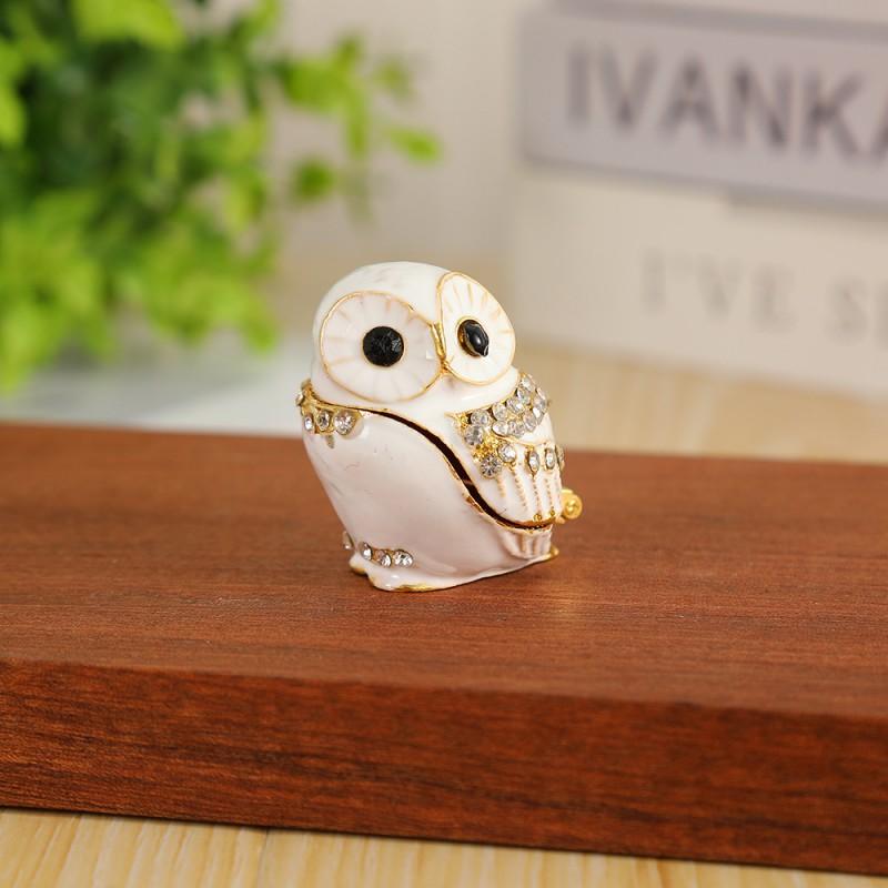 Zinc Alloy Owl Jewelry Box Small Desktop Organizer Earrings Bracelets Necklaces Nordic Style Gift