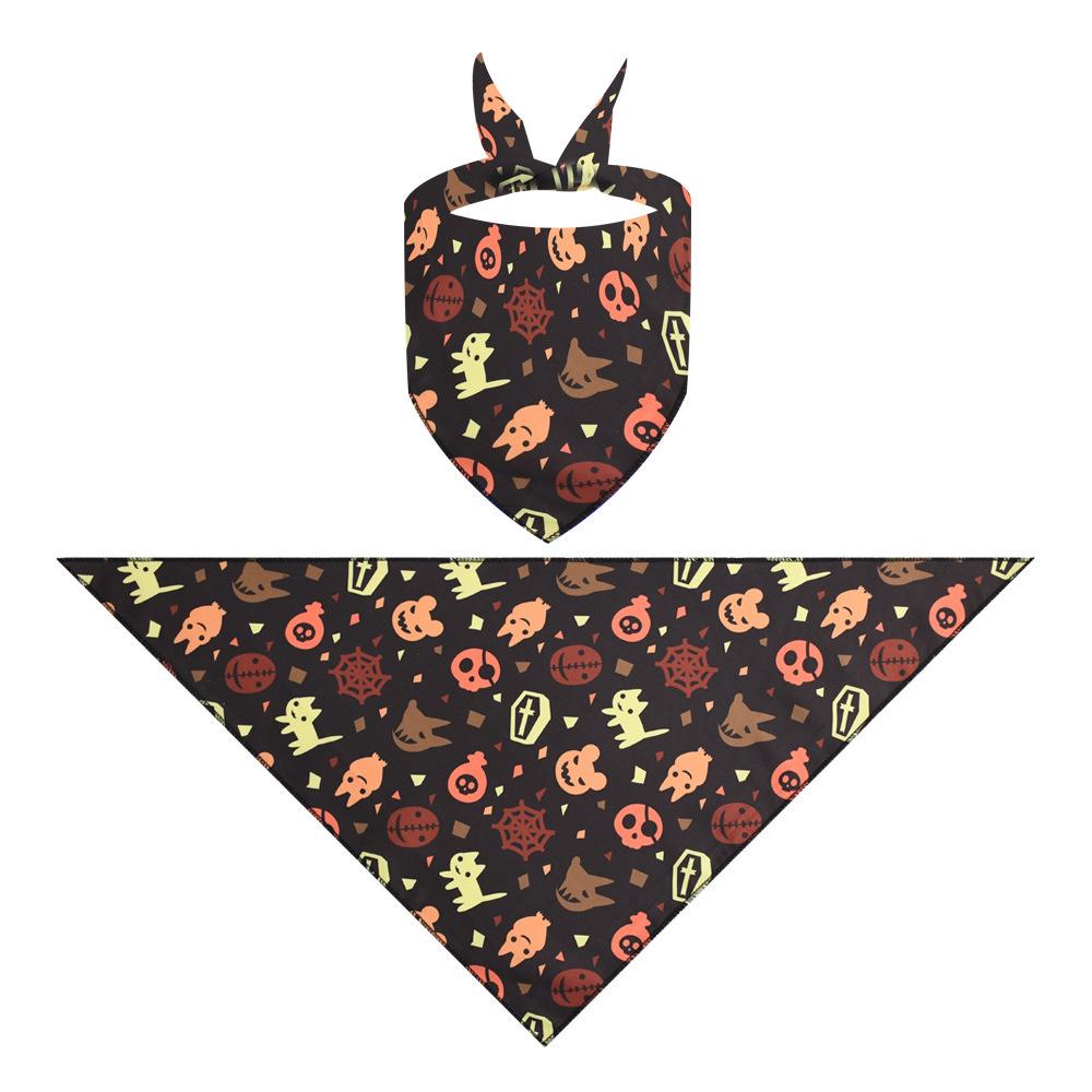 Halloween Pet Bandana Triangle Bib For Cats And Dogs Adjustable Collar Scarf Printed Neck Accessories Puppy Kitten Costume Decor