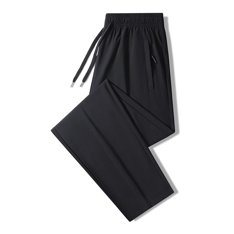 

Sports trousers for men, ice silk quick-drying breathable loose leggings zipper pocket fitness casual long trousers 2XL чёрный