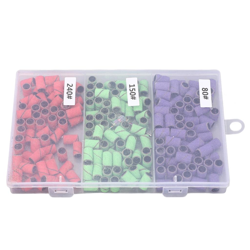 210pcs Nail Sanding Bands Dead Skin Removal Professional Nail Polishing Bands with 2pcs Mandrels 80