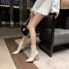Short Boots Women's Spring and Autumn Single Boots Pointed Skinny Coarse Heel White High Heels Winter High Heel Boots French Boots