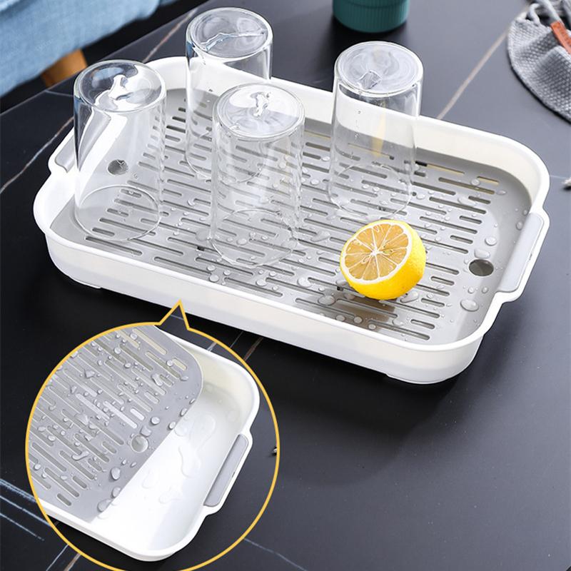 Nordic Double Layer Food Storage Tray Rectangular Draining Pan Food Grade PP Kitchen Tableware Drain Tray Tea Tray