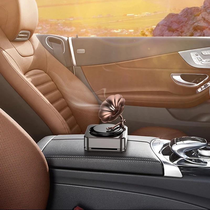 Solar car perfume high-end wholesale creative car imitation record player car perfume ornaments car aromatherapy