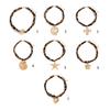 Adjustable Sea Star and Conch Pattern Cotton Cloth Necklace With Alloy Charm for Casual Outfits or Travel Accessories