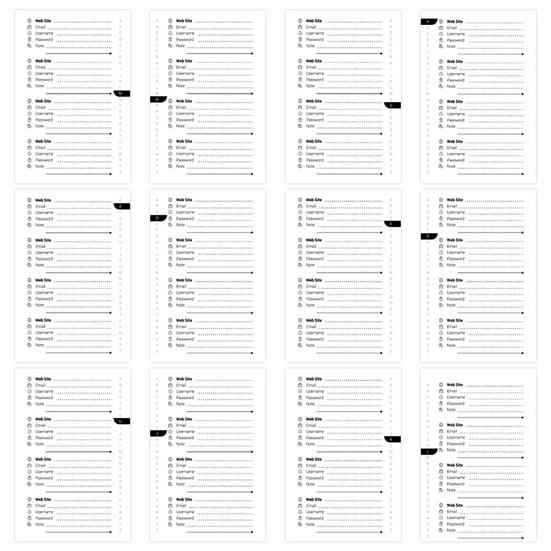 Kniha hesel Malý vázaný deník hesel pro internetové webové stránky Adresa přihlášení Organizér hesel Zápisník pro domácí kancelář