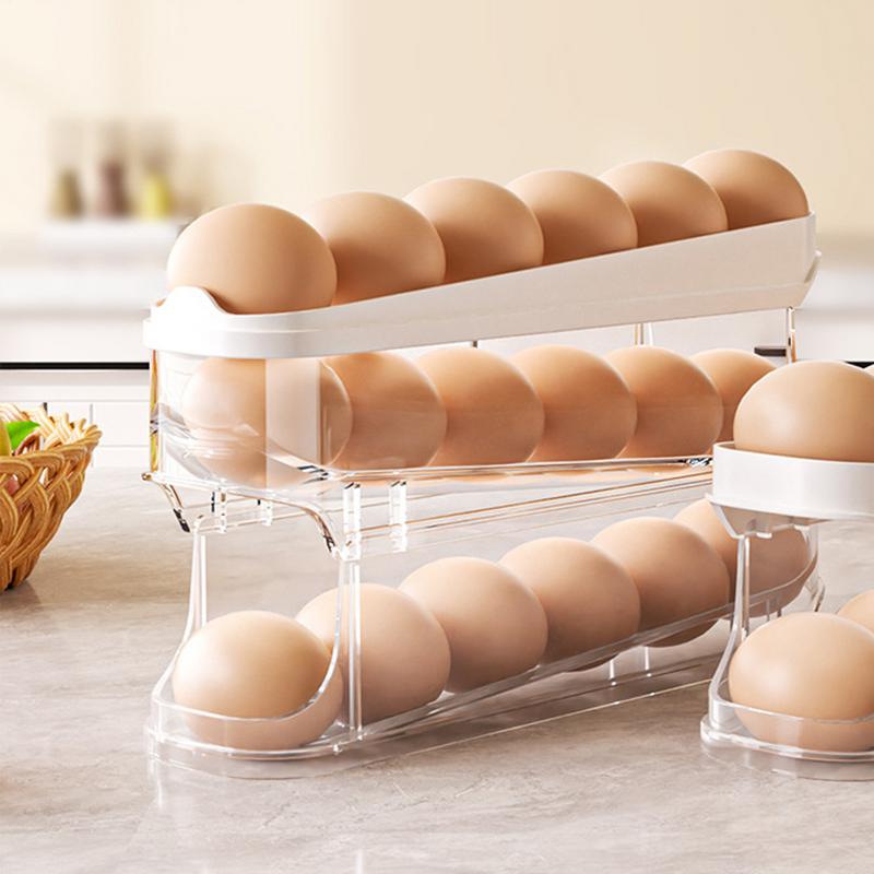 Egg Storage Box Organizer for Refrigerator Rolling Egg Organizer Holder Fridge Storage Organizer Food Storage Container