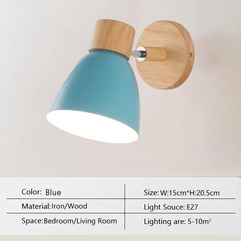 Nordic Wooden Wall Lamp Multicolour With Switch Modern Iron Wall Sconce For Bedroom Living Room Macaroon Interior Bedside Light