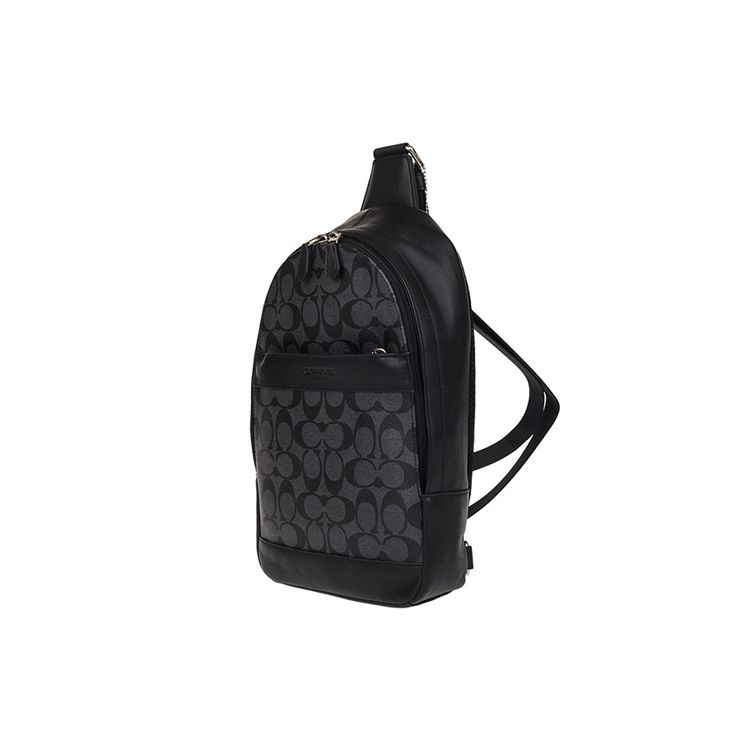 Coach Charles 20 Classic Monogram PVC Crossbody Bag Men bags Black Gray 54787-CQBK