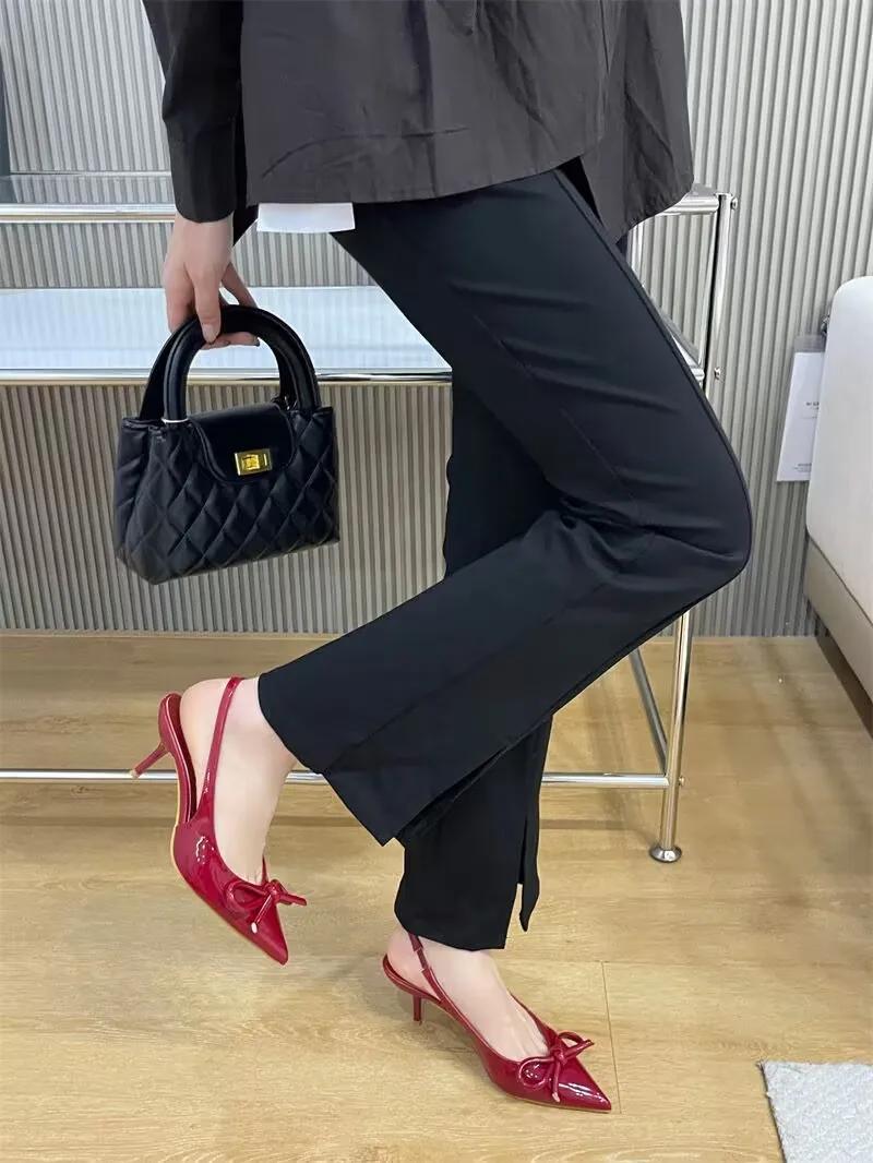 

Fashion Women s High Heels Sandals Red Sexy Butterfly Decoration Ankle Strap Women s Pointed Wedding Party Ball Women s Shoes 38 вино красного