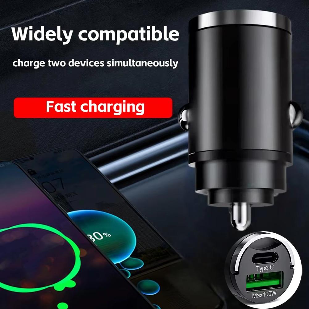 Car Super Fast Charger Dual Ports Support Android Apple Pull QC3.0 Fast Fast Charging 12-24V Ch W6C8