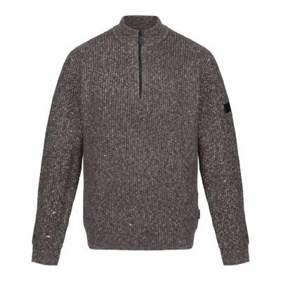 Herren Melange Strickpullover mit Reißverschluss
