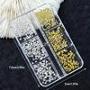 6 Grids Punk Nail Rivets Silver Gold Black Mixed Size Metal Bead Studs Round Cone Nail Art Charms Nail Parts DIY Decoration