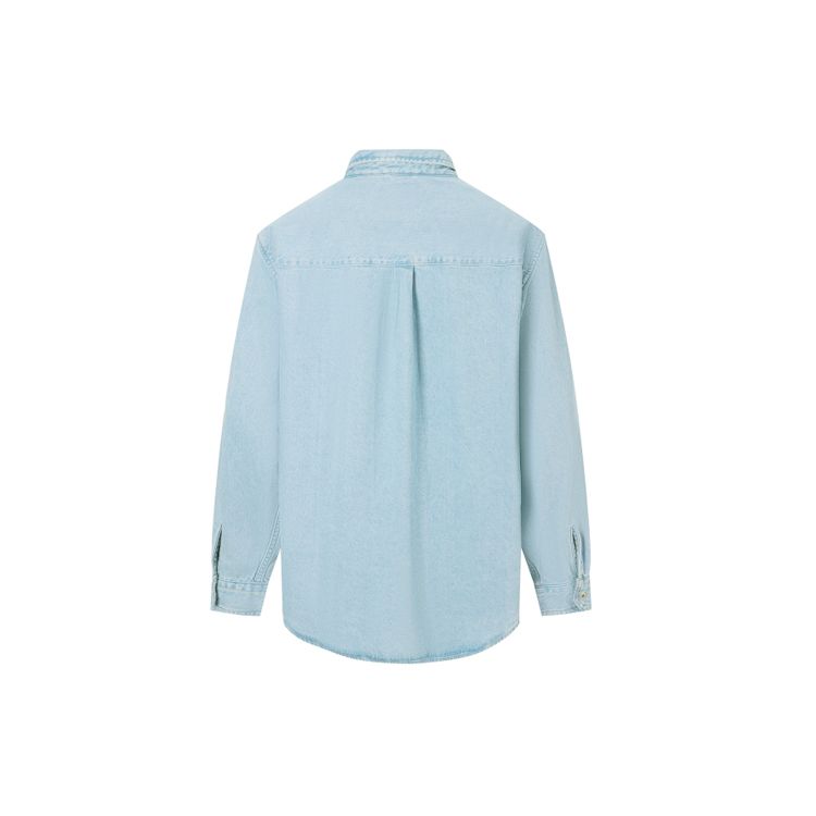 Levis SS23 Silver Label Solid Color Single-Breasted Chest Pocket Denim Long Sleeve Shirt Men shirts Blue A3404-0002