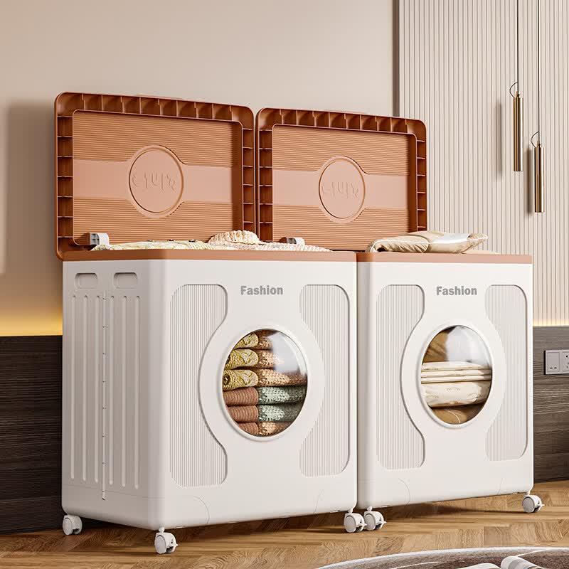 Super Large Rolling Clothes Storage Bin with Flip Lid Super Large