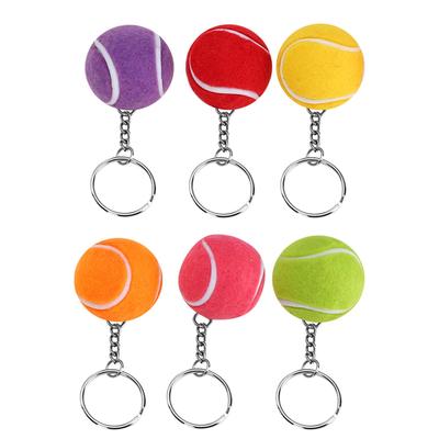 6 Stück Tennisball Schlüsselanhänger Schlüsselring Anhänger Dekoration Geschenk Mehrfarbig für Taschen Schlüssel 4cm