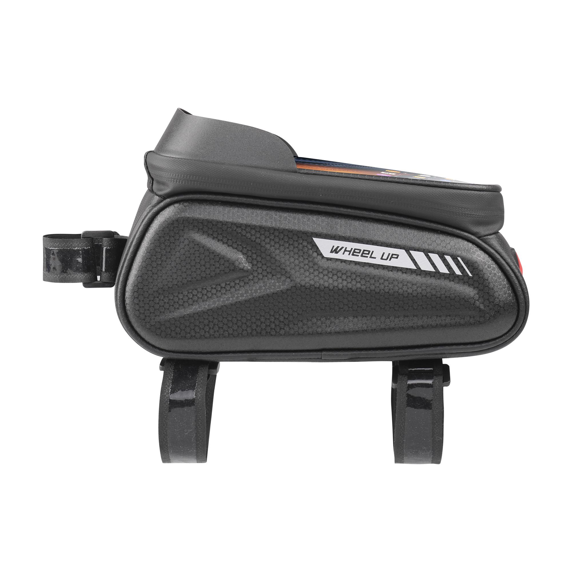 

WHEEL UP Bike Bag Waterproof Cycling Top Front Tube Frame Bag Large Capacity MTB Road Bicycle 7inch Touch Screen Phone Bag White Reflective