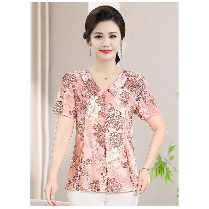 Summer New Style Stretch Short-sleeved T-shirt Loose Fashionable Printed Shirt