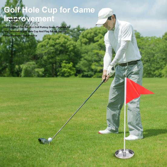 Golf Course Decoration Accessories Flag And Cup Set Mini Putting Green Flagstick for Yard Detachable Hole Enthusiasts Driving Range Backyard Practice