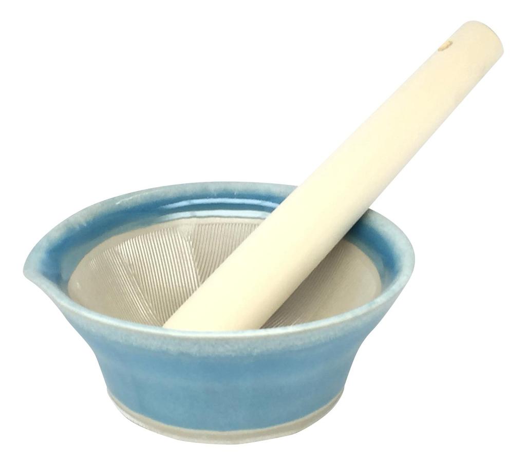 Motoshige Seitoujo Colored Mortar and Pestle Set Suitable for Baby Food Silicone Base to Protect Tables Diameter Made in Japan 044247 (Iwami ware)