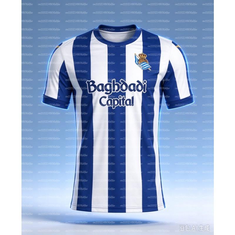 26‑27 Real Sociedad Football Jersey Shirt, Men Summer New Texture Print SoccerShirt, Training Breathable Quick Drying Sweatshirt