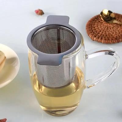 1 Stück Teefilter mit doppeltem Griff, Edelstahl, feines Netz, Kaffeefilter, Teekanne, Tasse, zum Aufhängen, für losen Tee
