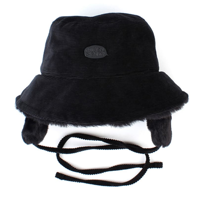 Universal Chemistry Bubble Corduroy Black Earflap Bucket Hat