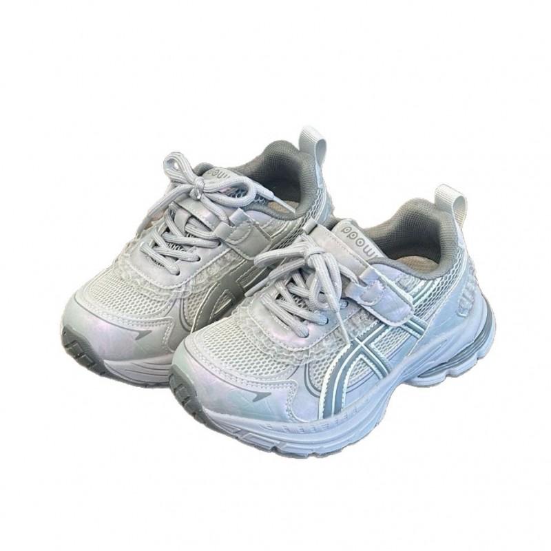 Youth Style Shoes Kids Breathable Mesh Dad Shoes Girls Boys Casual Sneakers Rubber Sole Slip-On With Hook Loop