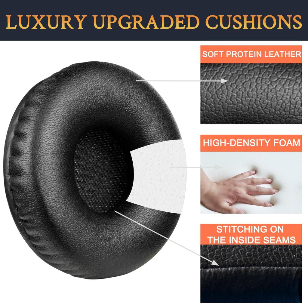 SOULWIT Replacement Ear Pads and Cushions for Sony WH-XB700/WH XB700 Wireless Headphones, Protein Leather Head Pads with High-Density Foam, Black