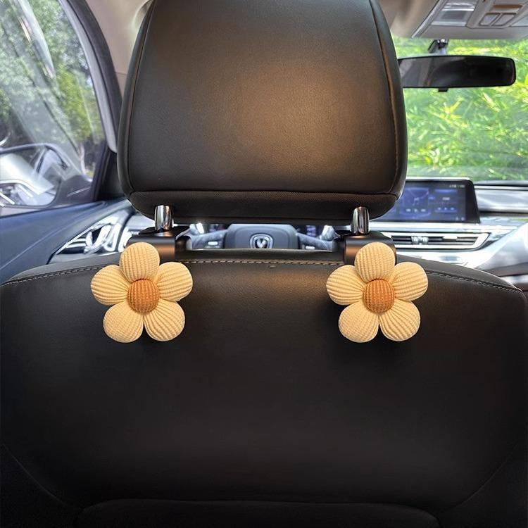 Multifunctional Car Hook: Khaki Floral Chair Back Storage Essential for Women