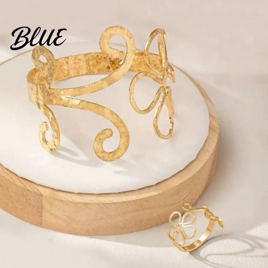 Fashionable Matching Set Bracelet Ring Set Open Adjustable Design Hollow