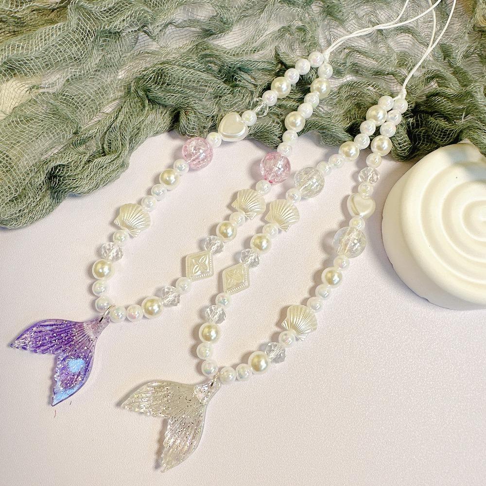 Shell Mobile Phone Lanyard Pearl Cell Phone Strap Jewelry Gift Bead Phone Chain Telephone Decor