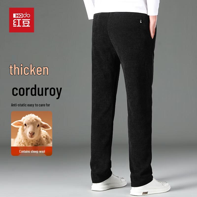 Hodo Men's Merino Wool Blend Corduroy Thickened Casual Pants