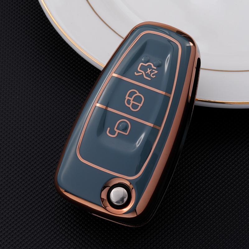 TPU Car Key Case Cover for Ford Ranger C-Max S-Max Focus Galaxy Mondeo Transit Tourneo Custom Auto Key Holder Keychain
