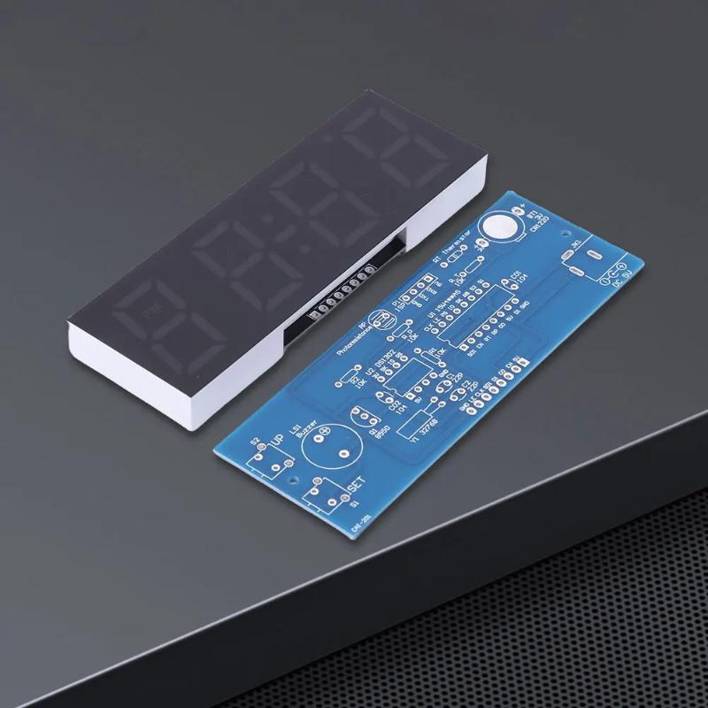 DIY MCU Electronic Clock LED Kit Light Control Temperature Thermometer Function for Desktop Bedroom Night Stand Decor