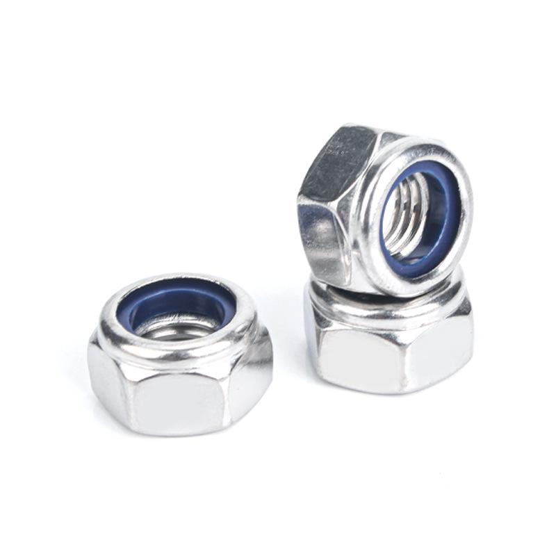 304 Stainless Steel Hex Nylon Self-Locking Nut - Sizes M2 to M10