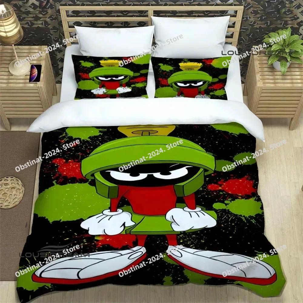 3D Marvin The Martian Cartoon Bedding Set Print With Pillowcase Bed Duvet Cover Single Double Queen Super King Size Luxury Gift