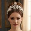 Barokní princeznovská korunka Stříbrná perla Kamínky Hřeben na zuby Čelenka Evropský lehký luxus Svatba Styl Pokrývka hlavy