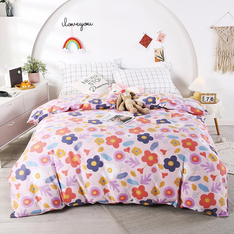 Kawaii Cartoon Bear Duvet Cover Cotton Girly Style Pattern Bedding Soft Skin-friendly Breathable Comforter Cover for Kids Girls