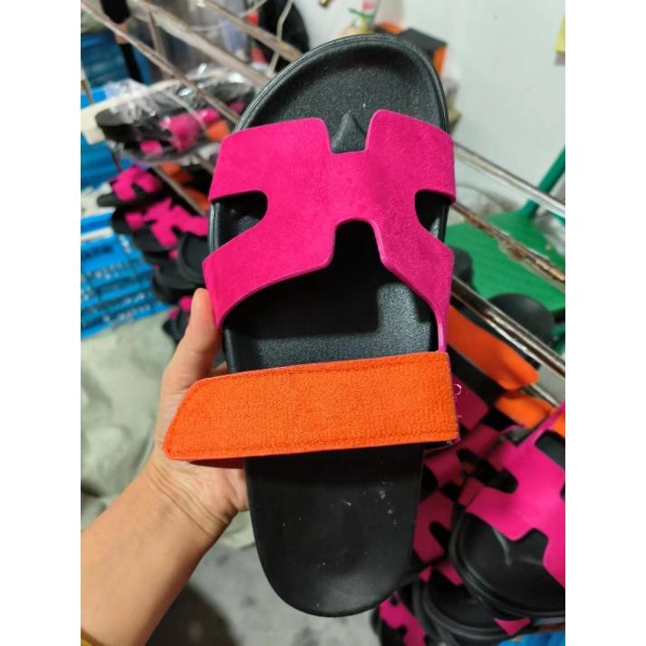 Women's Denim Leather Mix Slide Sandals, Summer Thick Sole Casual Flip Flops, Big Size