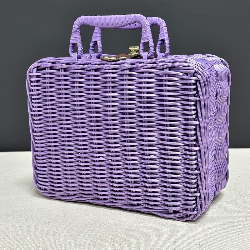 Vine Decoration Box Hand Gift Box Suitcase Woven Gift Box Storage Box Children's Outdoor Retro Photography Props Storage Box